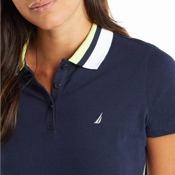 SOLD NWT Nautica Classic Fit Stripes V-neck Collar Stretch Cotton Polo Shirt L - Picture 3 of 10